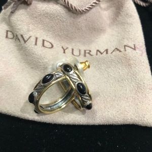 David Yurman gold and silver, & black hoops